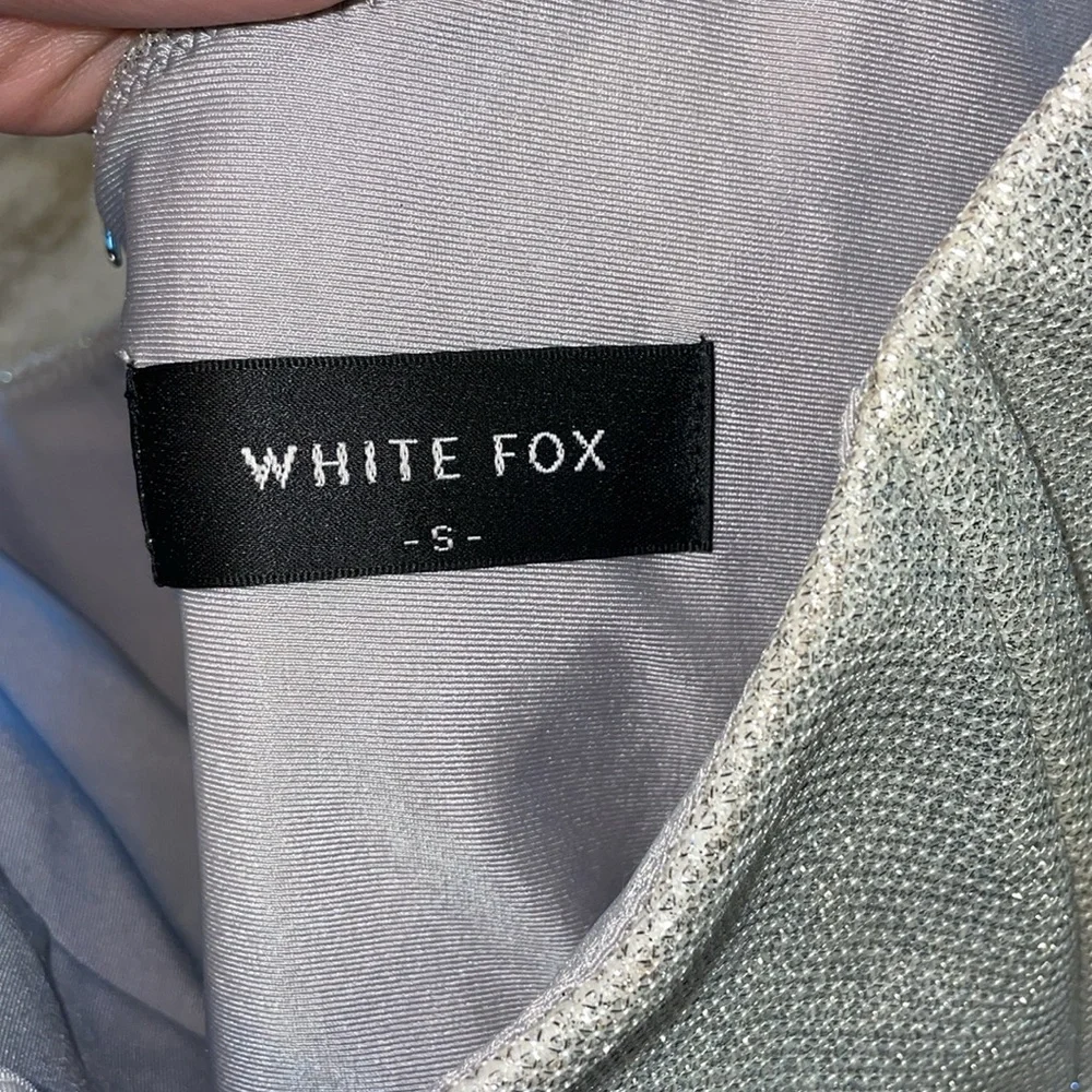 white fox silver glitter shine bright bustier strapless crop top - Picture 6 of 6